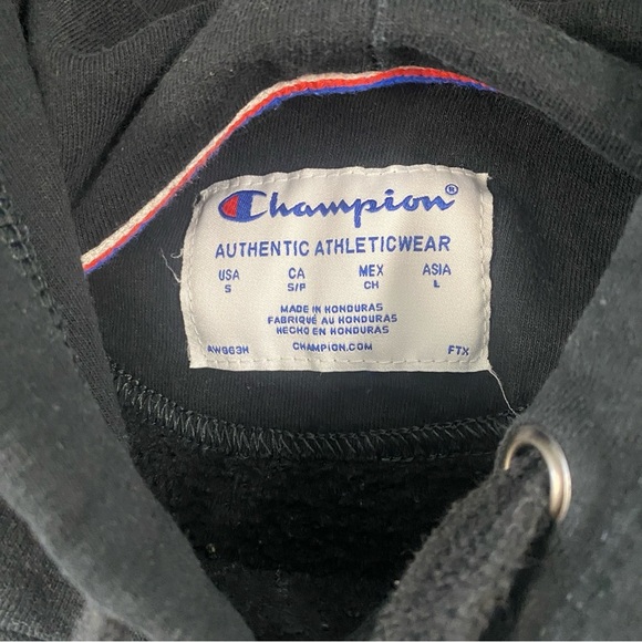 CHAMPION men’s black hoodie size small casual slightly faded - Picture 2 of 7